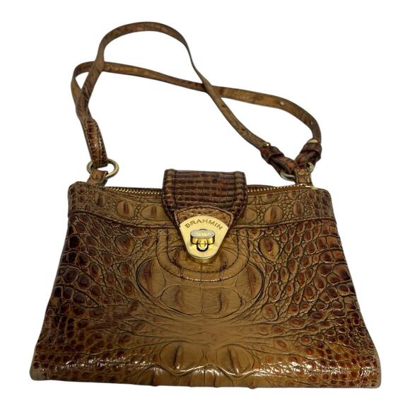 Brahmin Mojito Light Tan Melbourne Crossbody Bag Organizer Wallet in bag Vtg